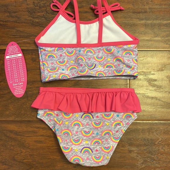 👶🏻 5/$10 NWT Sol Swim 2 piece baby girl swimsuit Rainbow print - Picture 4 of 5